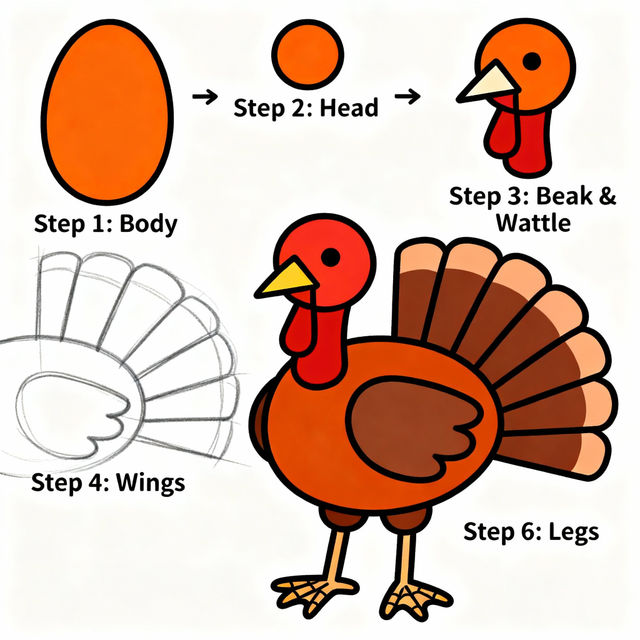 Step By Step Turkey Drawing gallery
