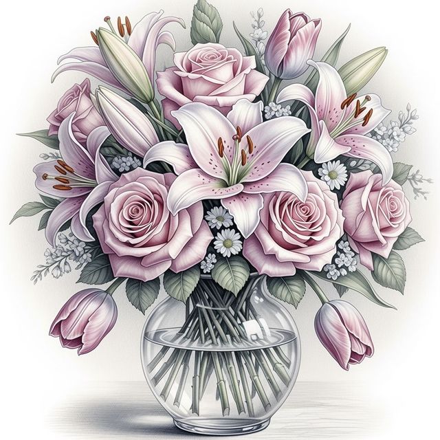 Stunning Flower Bouquet Drawings Created with AI gallery
