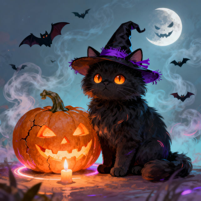Cute Halloween Cat Drawings gallery
