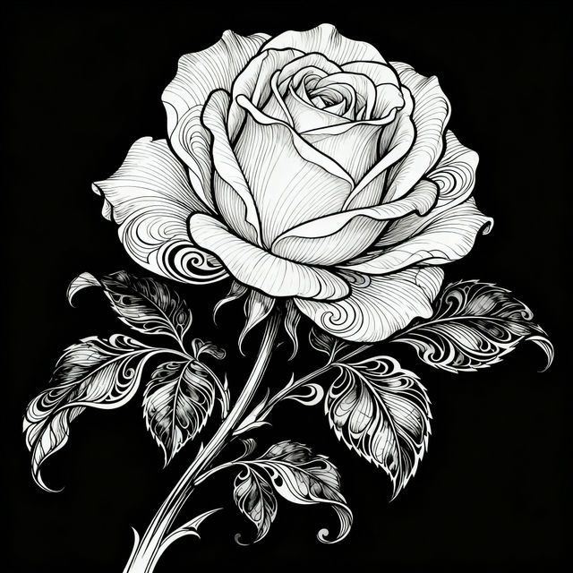 Flower Black And White Drawings - AI Generated gallery