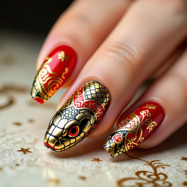 Snake Nail Art for Lunar New Year gallery
