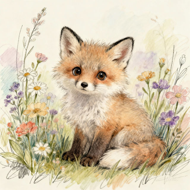 Cute Baby Fox Drawings gallery