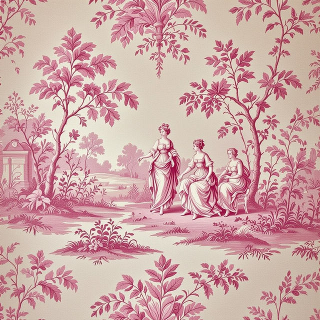 Pink Toile De Jouy Wallpaper gallery