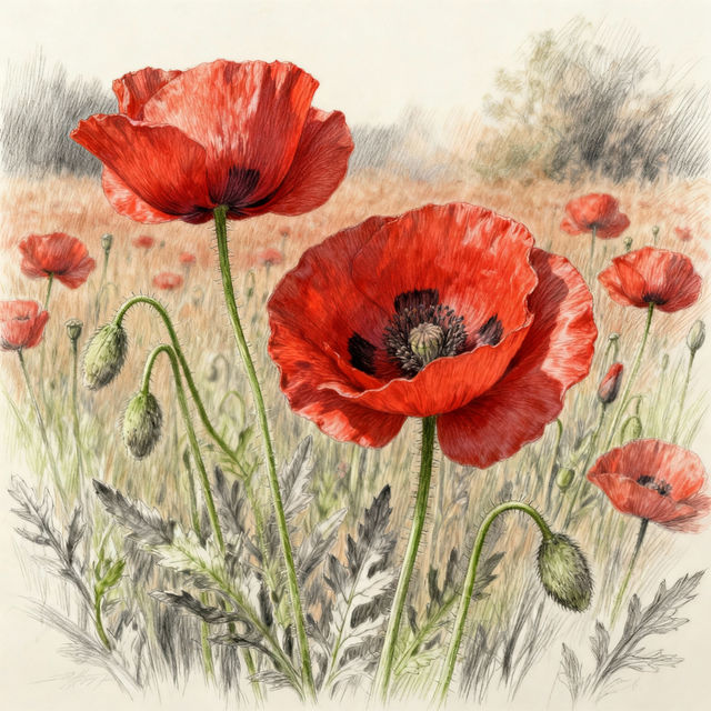 Poppies Drawing gallery
