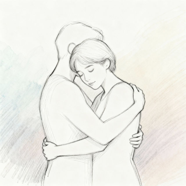 Two People Hugging Drawings - AI Generated Art gallery