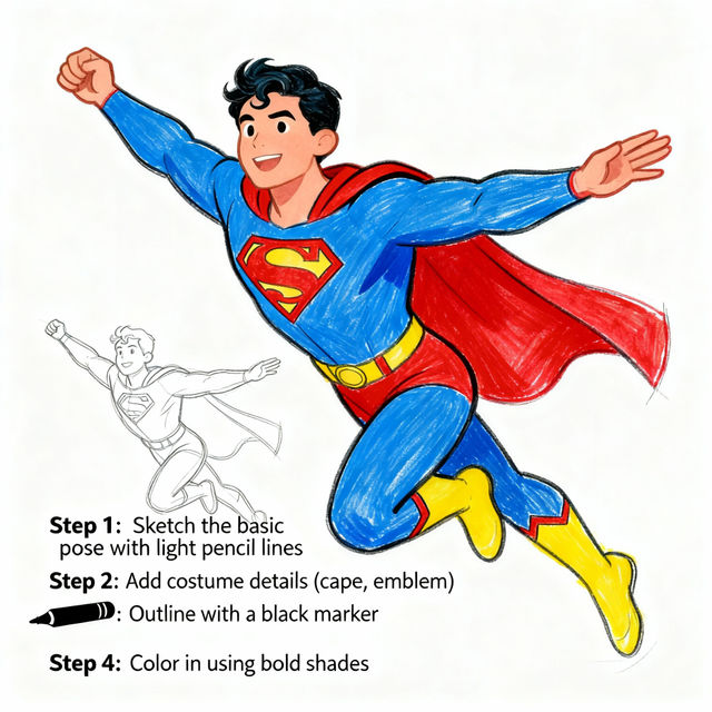 Superhero Drawings - Easy AI Creations gallery