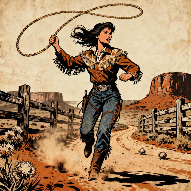 Cowgirl Drawing - AI Art gallery