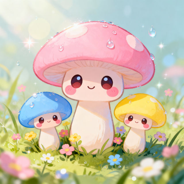 Kawaii Cute Mushroom Drawings gallery
