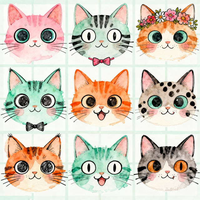 Cat Faces Drawings - AI Generated gallery