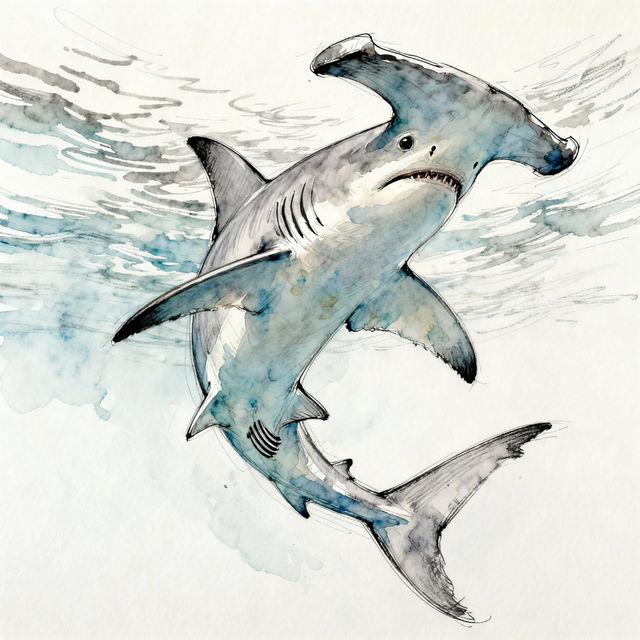 Hammerhead Shark Drawings - AI Generated Art gallery