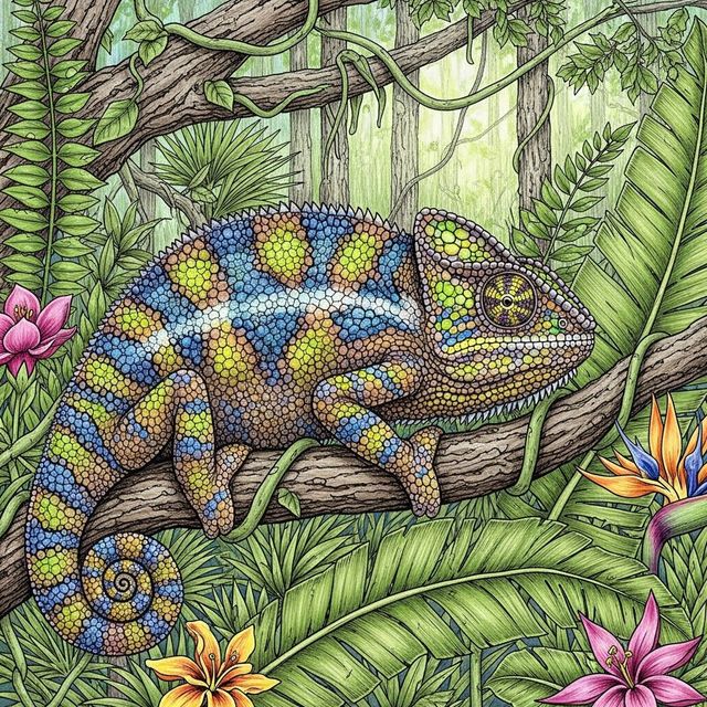 Stunning Chameleon Drawings Created with AI gallery