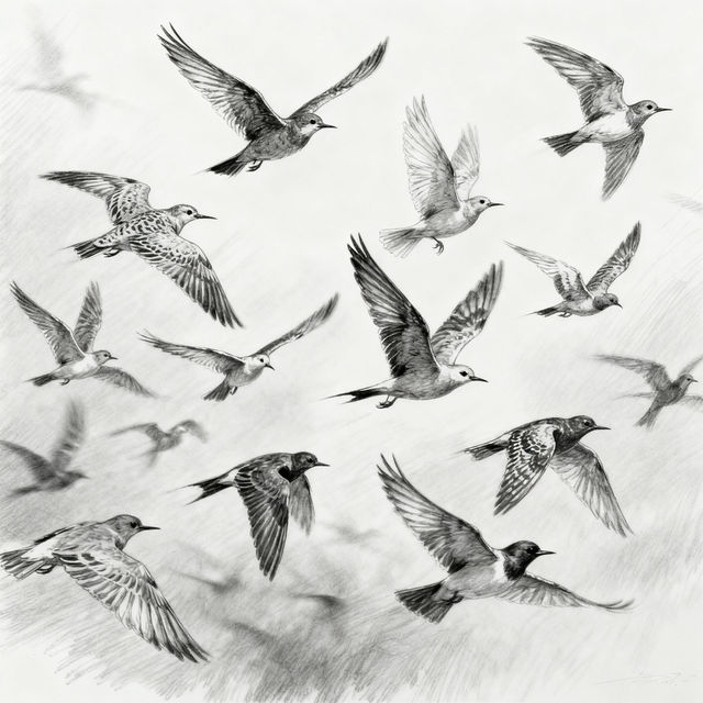 Birds Flying Drawings - Made With AI gallery