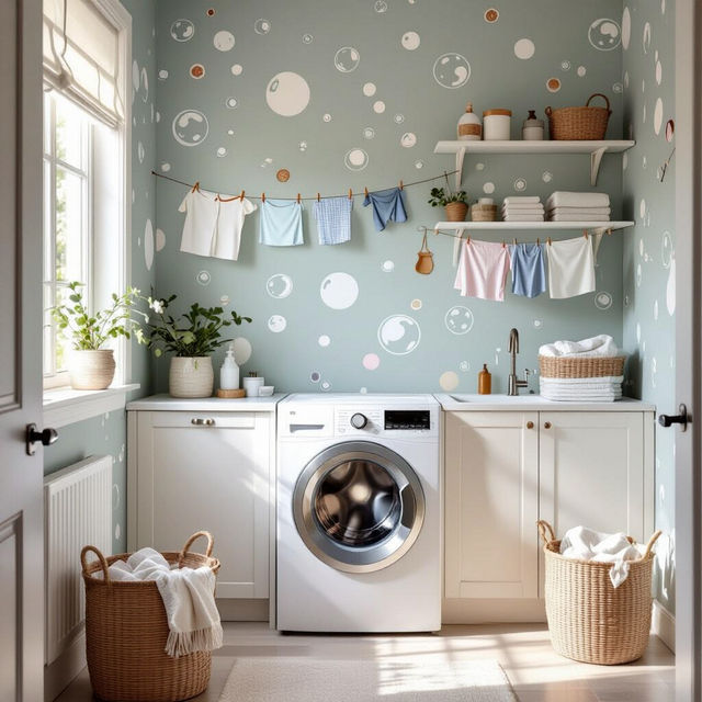 Laundry Wallpaper - AI Generated gallery