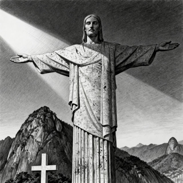 Christ The Redeemer Drawing - AI Art gallery