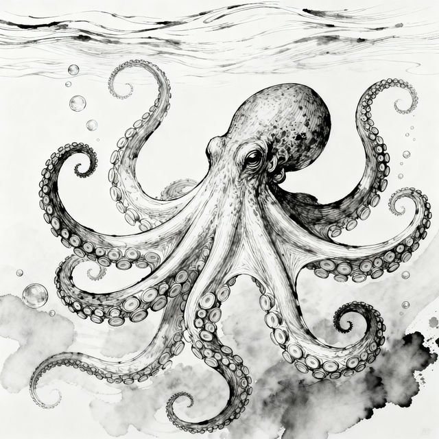Drawing Of An Octopus - AI Generated Art gallery