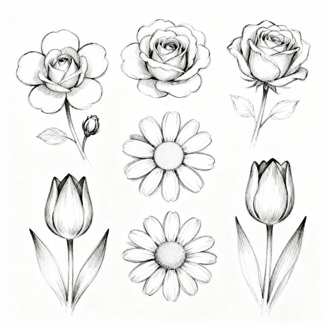 Beginner Simple Flower Designs For Pencil Drawing gallery