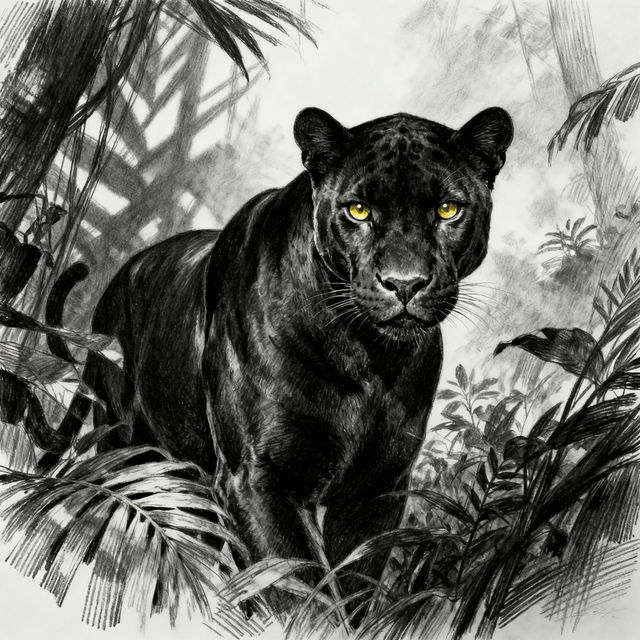Black Panther Drawing Animal Art gallery