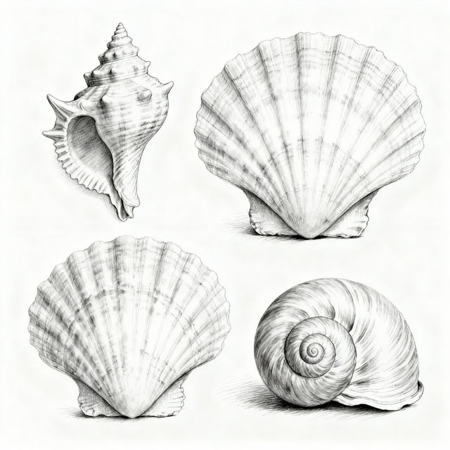 Seashell Drawing Easy gallery