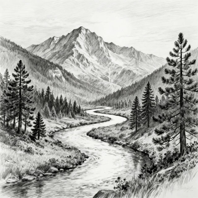 Mountain Drawings - AI Generated gallery