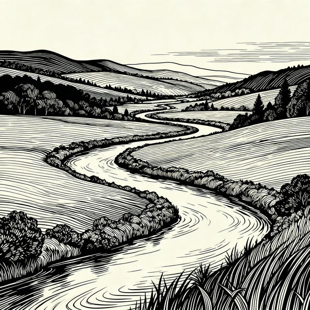 Easy River Drawings gallery