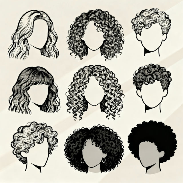 Easy Curly Hair Drawings gallery