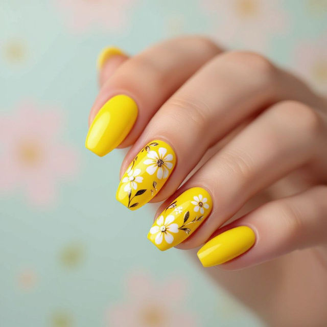 Simple Yellow Nail Art gallery
