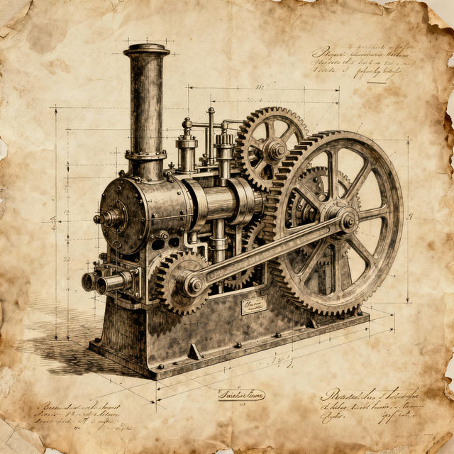 Steam Engine Drawings - AI Generated Art gallery