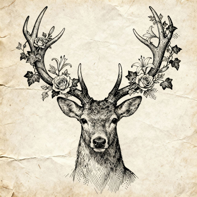Deer Antlers Drawings - AI Generated gallery