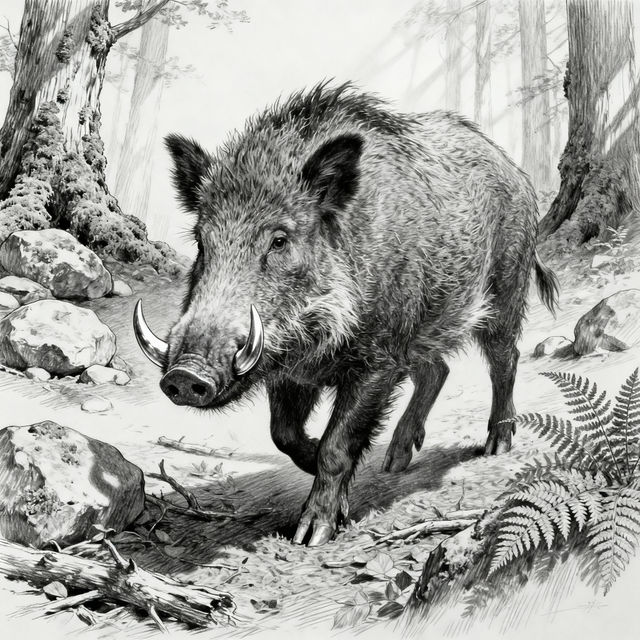 Wild Boar Drawings - AI Generated Art gallery