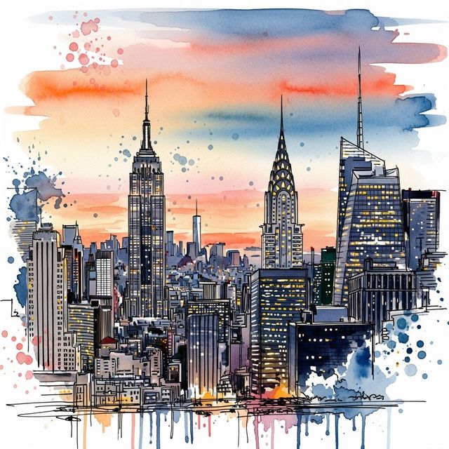 Discover Stunning New York Drawings Created with AI gallery