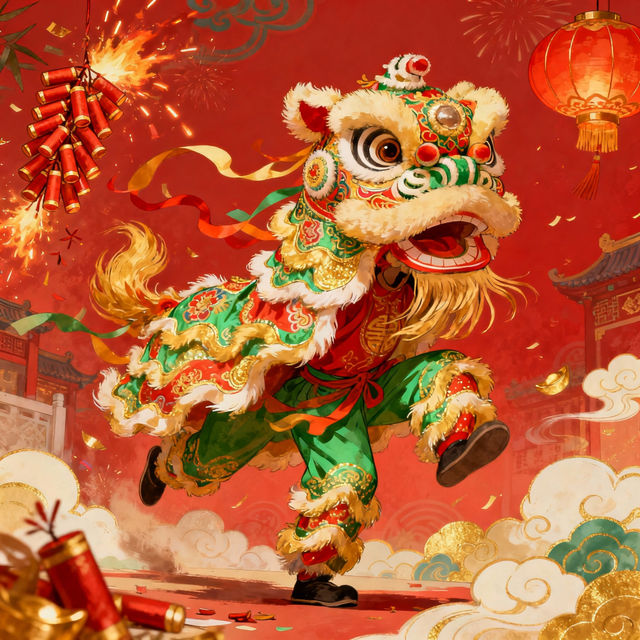 Lion Dance Drawing - Created with AI gallery