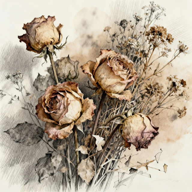 Dead Flowers Drawings - AI Art gallery