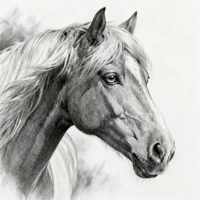 Realistic Horse Head Drawings - AI Generated gallery