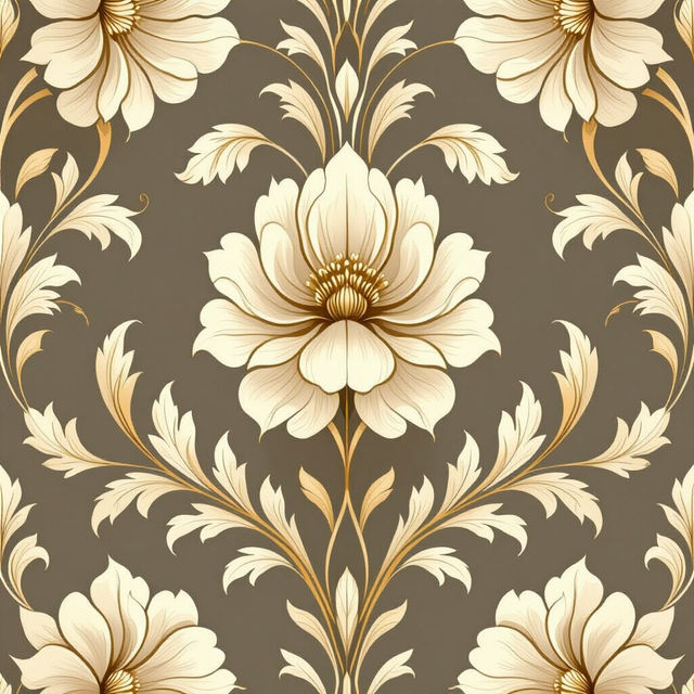 Beige Floral Wallpaper - AI Generated gallery