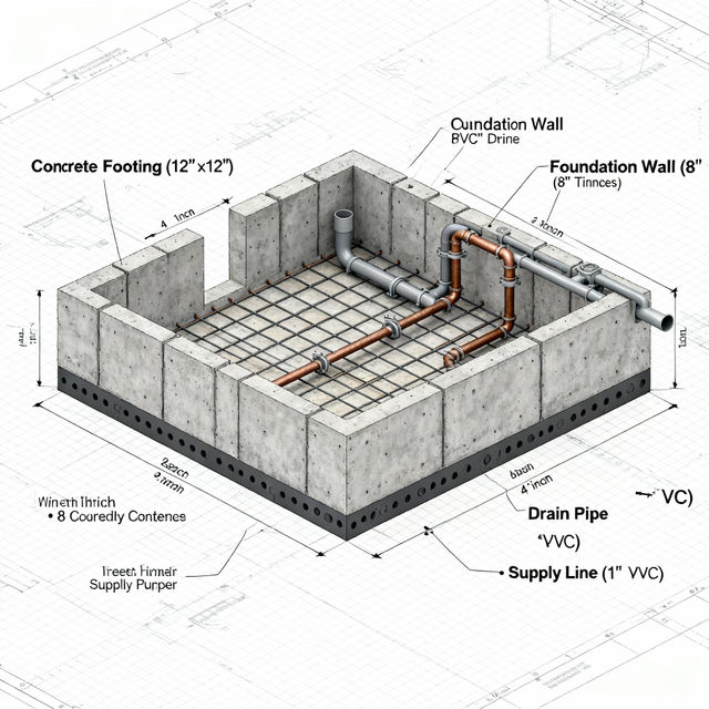 House Foundation Drawings - AI Generated gallery