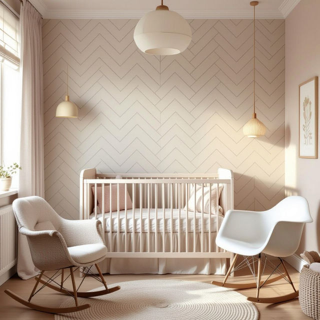 Herringbone Nursery Wallpaper gallery