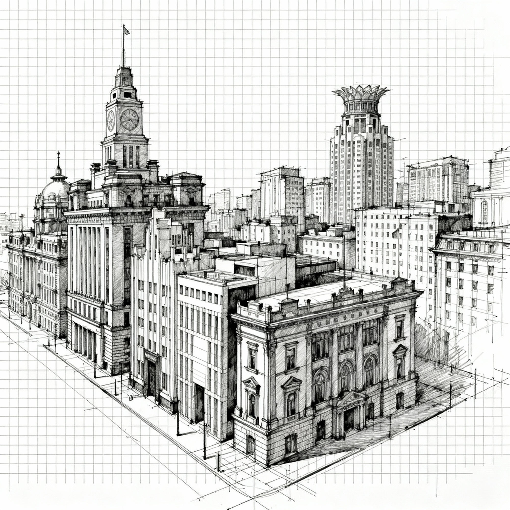 Graph Paper Drawings - AI Art Gallery