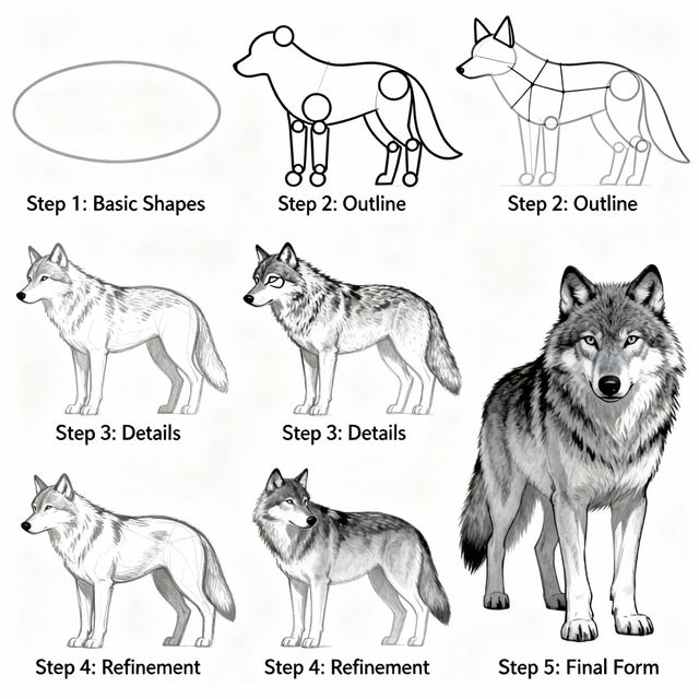 Wolf Drawing Step By Step gallery