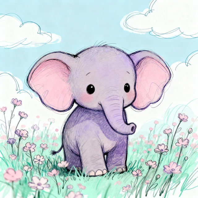 Baby Elephant Drawings - Created With AI gallery