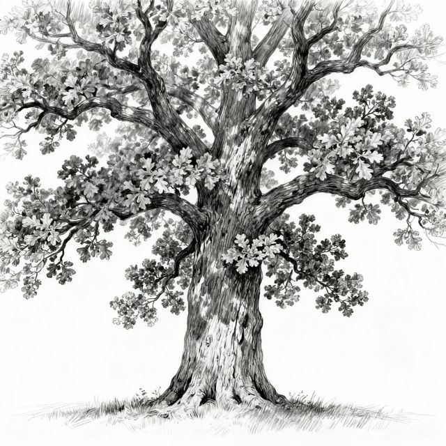 Oak Tree Drawing Easy gallery