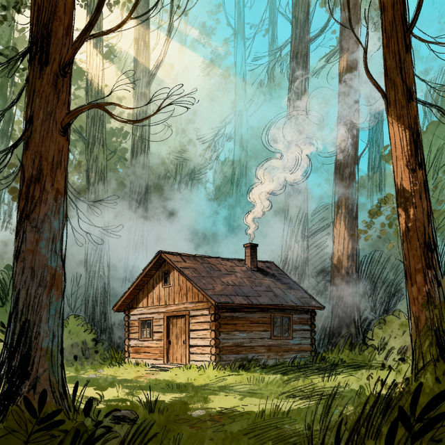 Cabin in the Woods Drawings - AI Generated Art gallery