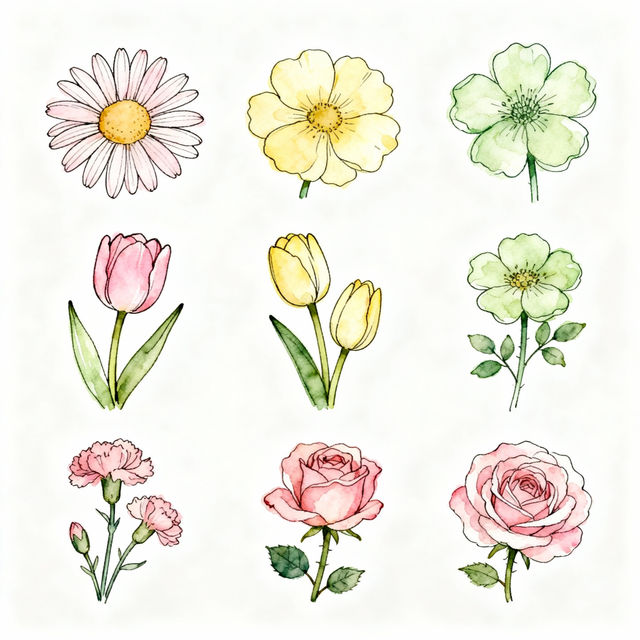Easy Flower Drawings - Made With AI gallery