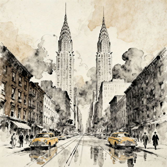 New York Buildings Drawings - AI Generated Art gallery