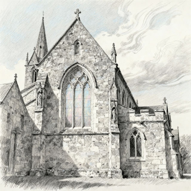 Drawing Of A Church - AI Art gallery