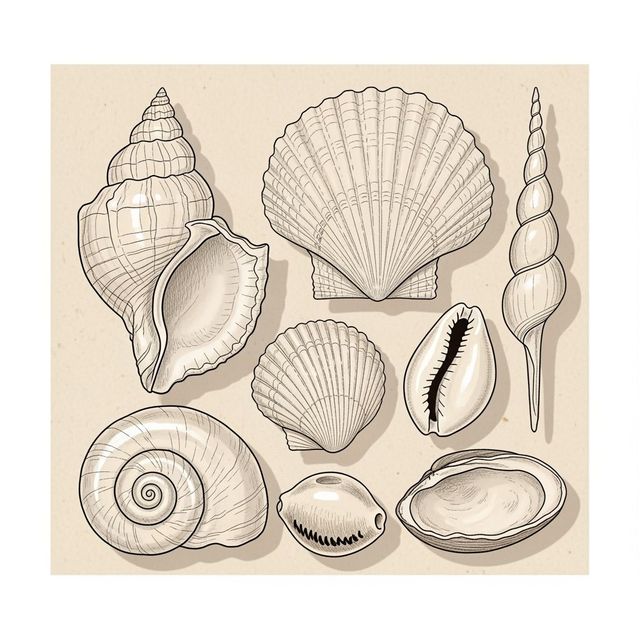 Seashell Drawings Created With AI gallery