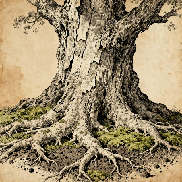 Tree With Roots Drawing gallery