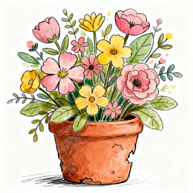 Flower Pot Drawings gallery
