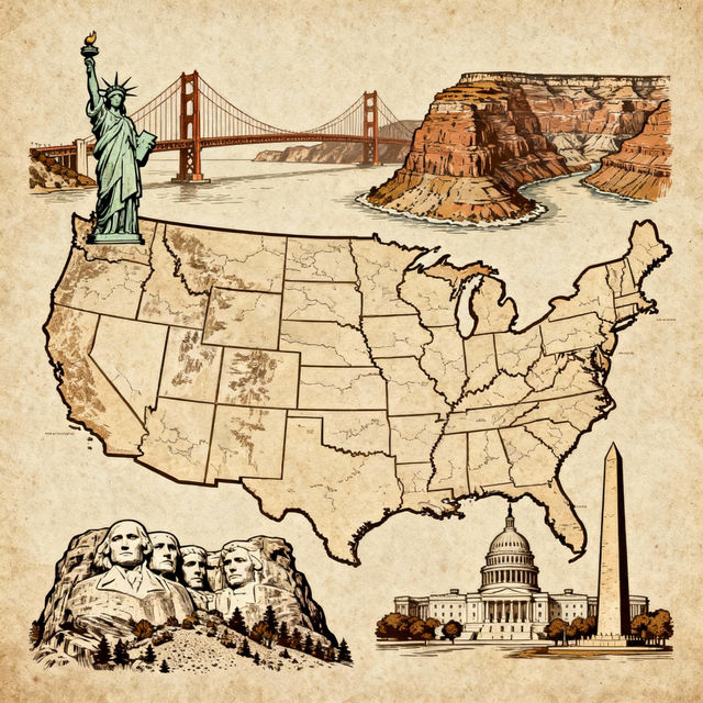 USA Map Drawings - Created With AI gallery