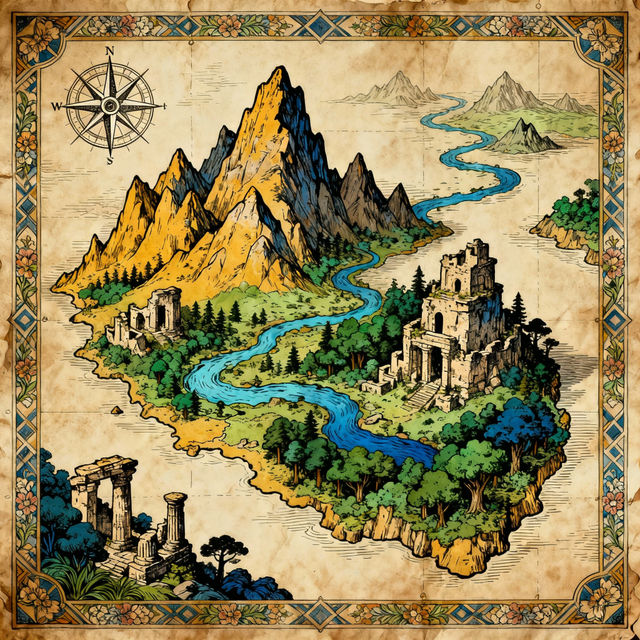 Drawing Of A Map - AI Generated gallery