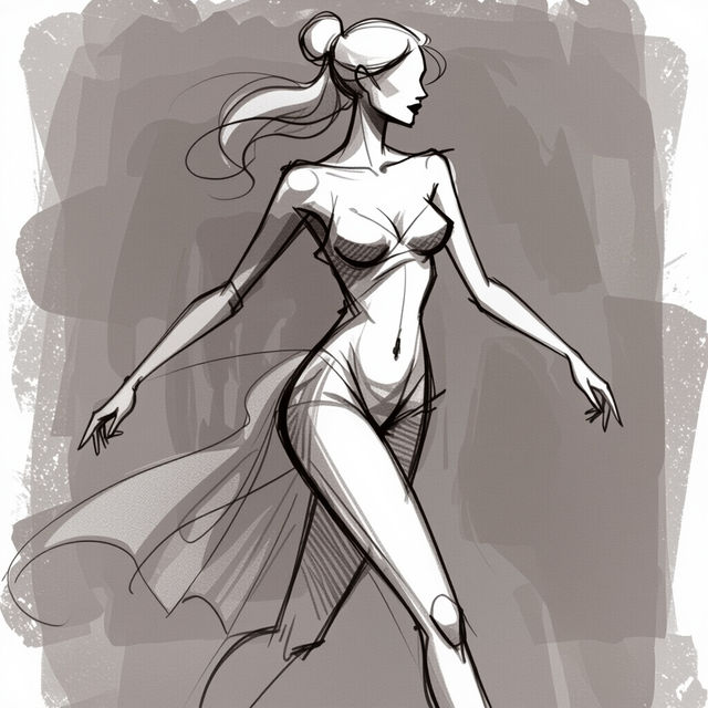 Female Body Sketch Art - Made With AI gallery